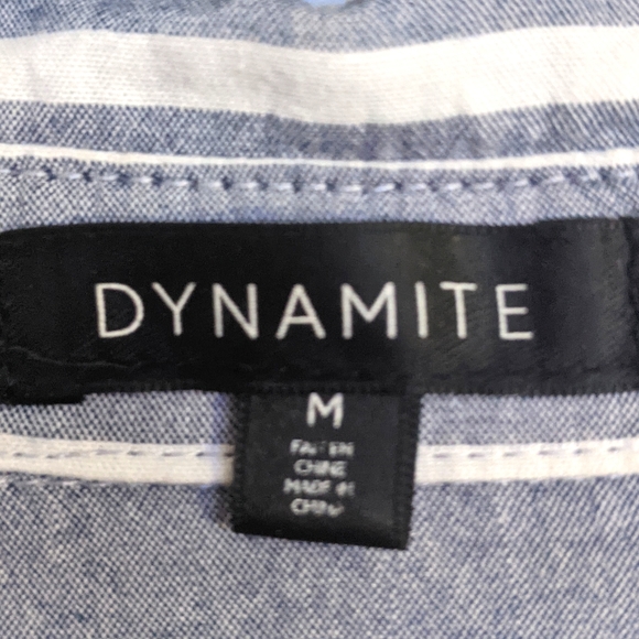 Dynamite Blue & White Striped Long Button Down - Picture 4 of 4